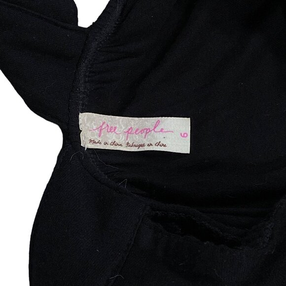 Free People Dress Womens 6 Black Lace V Back Sleeveless Mini TURN TIME BACK Y2K - Picture 14 of 16